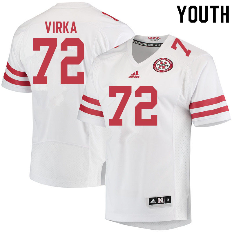 Youth #72 Nick Virka Nebraska Cornhuskers College Football Jerseys Sale-White